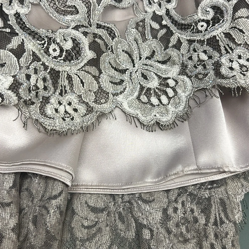 Carmen Mark Valvo beaded lace and mesh long skirt - Picture 12 of 13